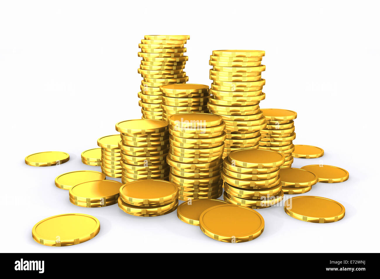 Stack of golden coins isolated on white background Stock Photo - Alamy