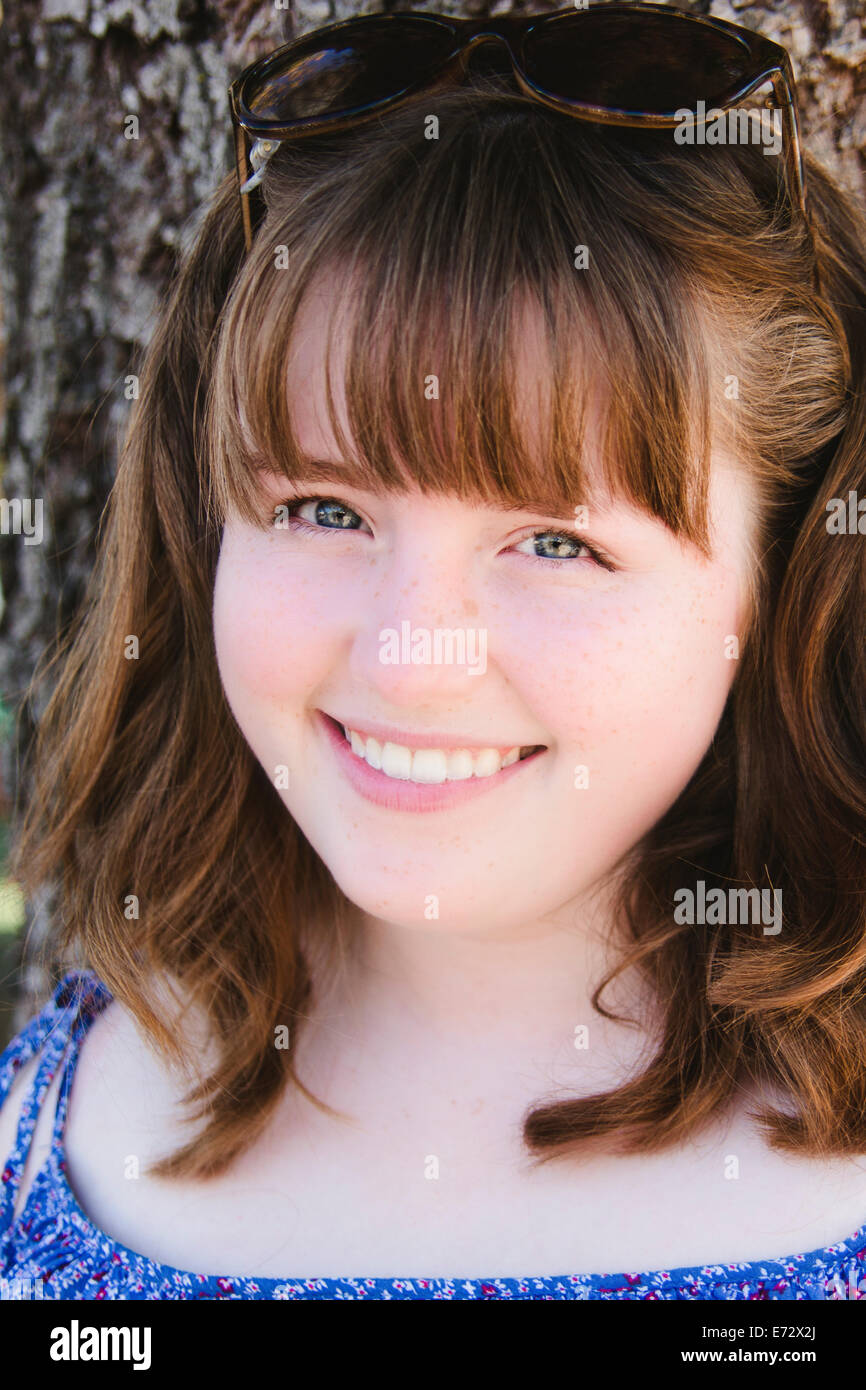 Portrait of teenage girl (13-15) Stock Photo