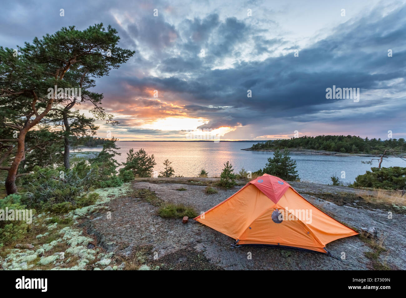 Sunset at Bylandet island, Porkkala, Kirkkonummi, Finland, Europe, EU Stock Photo