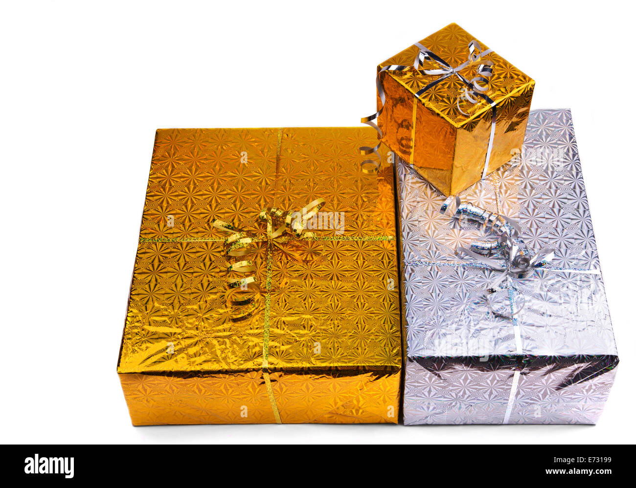 Christmas gift boxes on white background Stock Photo - Alamy