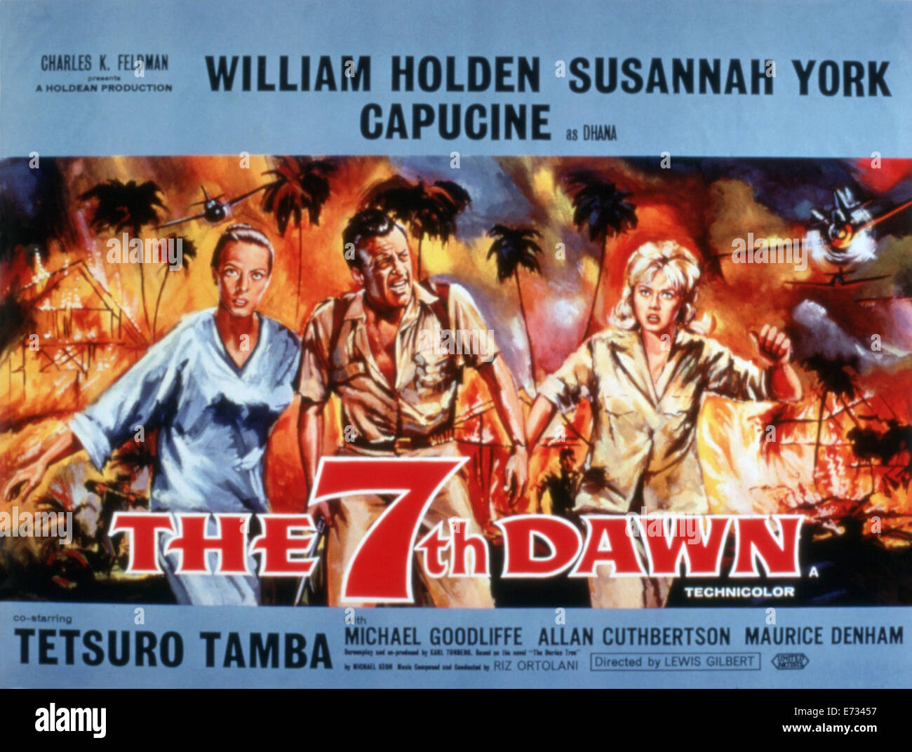 Affiche De Film Vintage Française - 'La 7ème Aube' Avec William Holden, Pré-1970