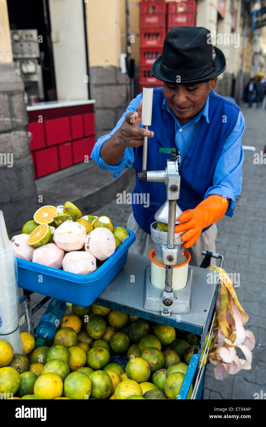 Fruit street seller La Paz Bolivia South America Stock Photo