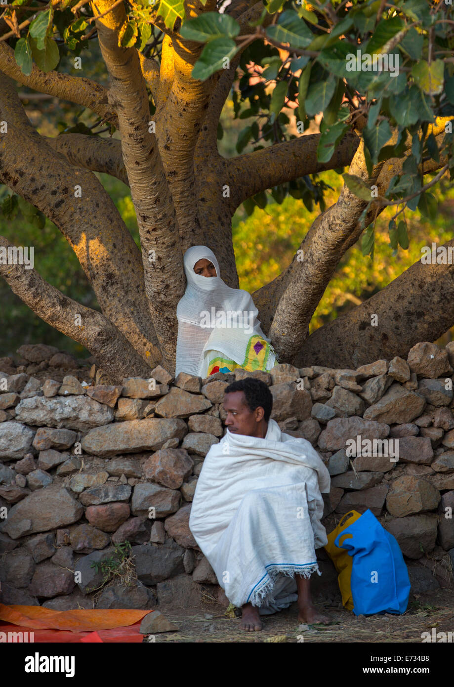 Pilgrims At Timkat Festival, Lalibela, Ethiopia Stock Photo