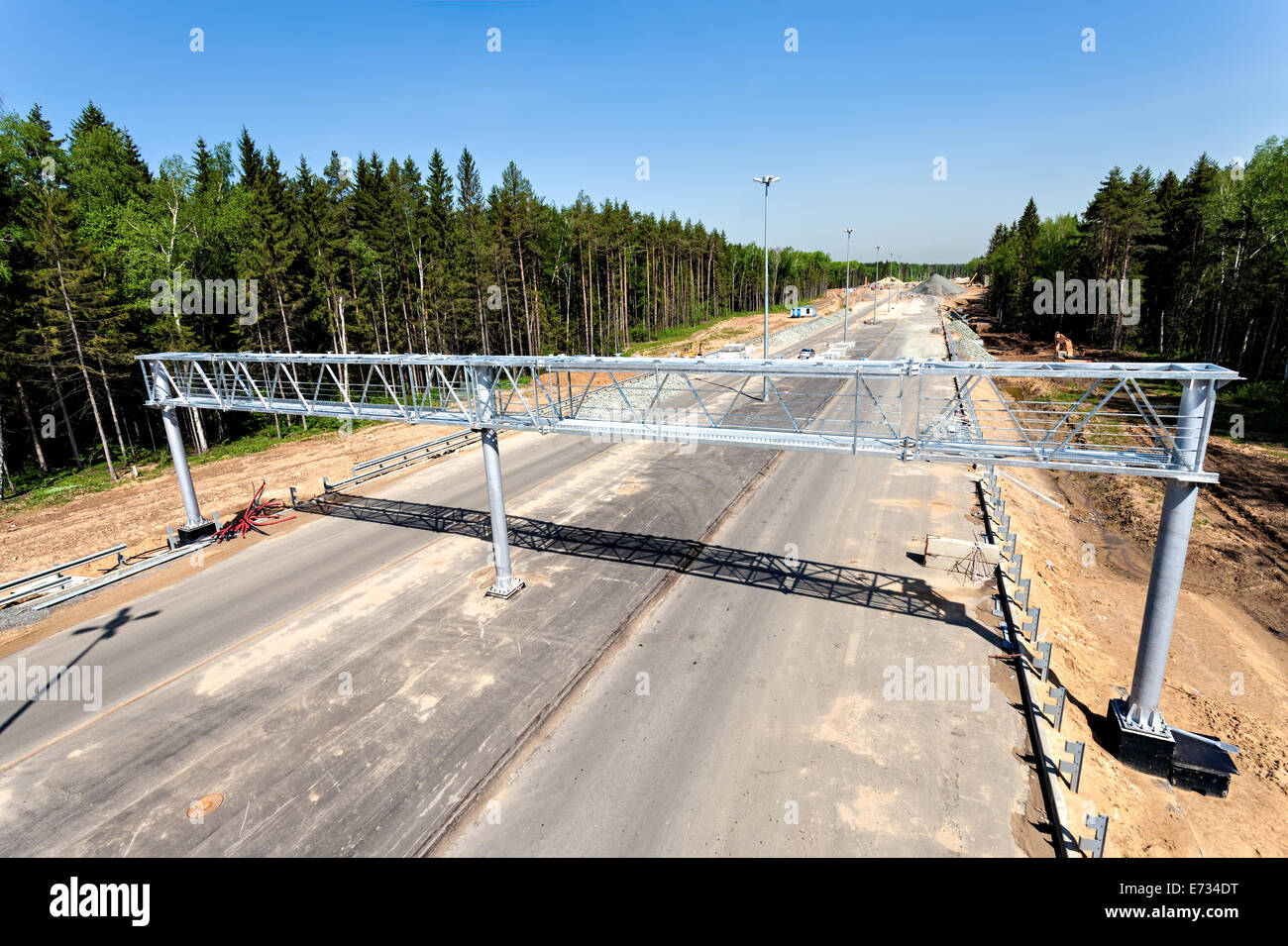 Road construction in progress, Russia Stock Photo