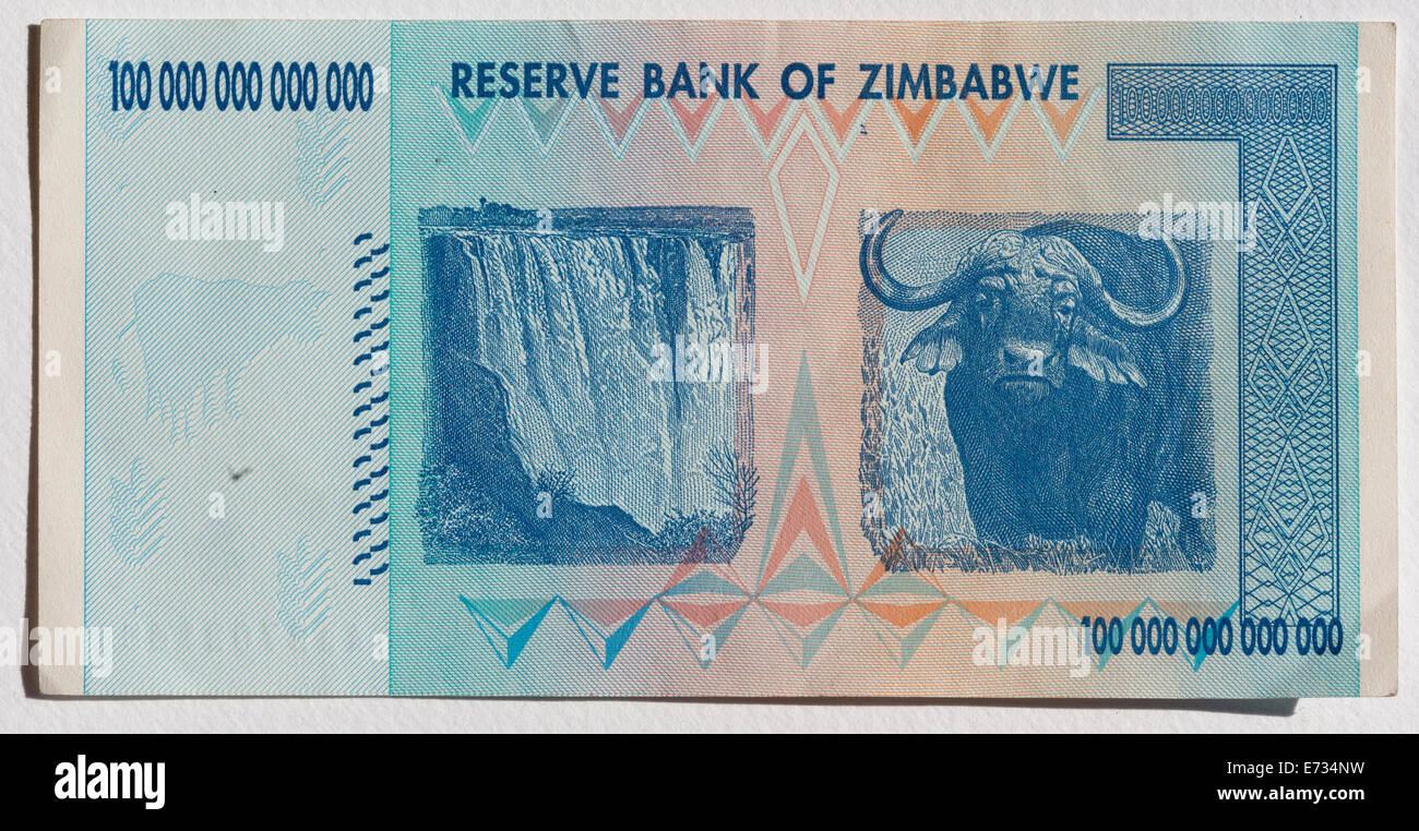One hundred trillion Zimbabwe note Stock Photo