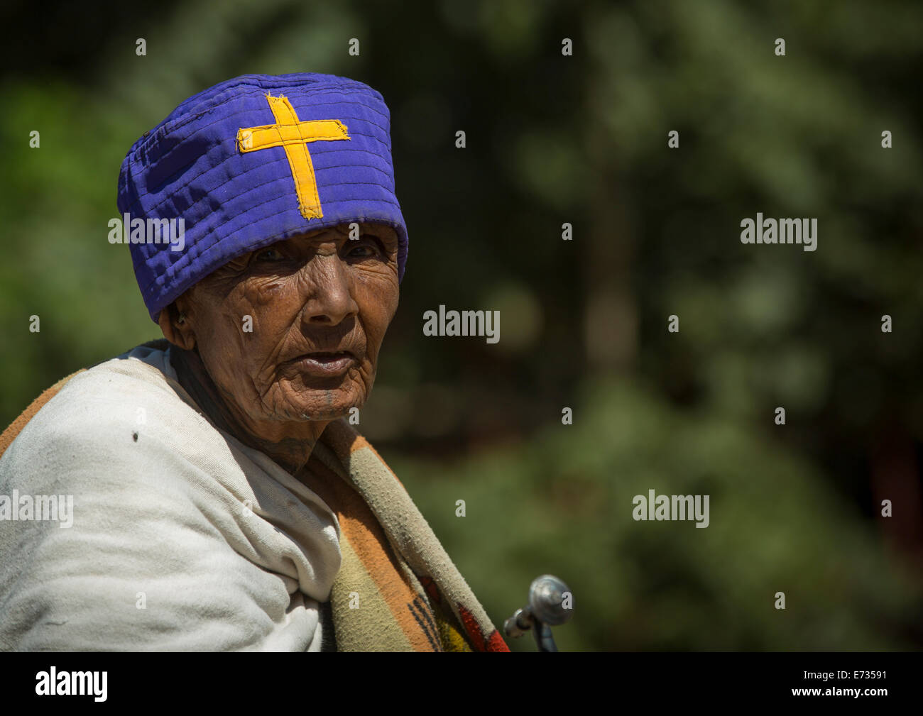 Ethiopian Orthodox Woman Celebrating The Timkat Epiphany Festival, Lalibela, Ethiopia Stock Photo