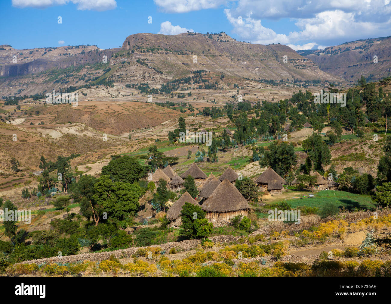 Traditional Houses In The Ethiopian Highlands, Lalibela, Ethiopia Stock