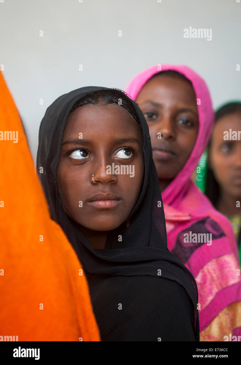 Afar Tribe Girls, Afambo, Afar Regional State, Ethiopia Stock Photo