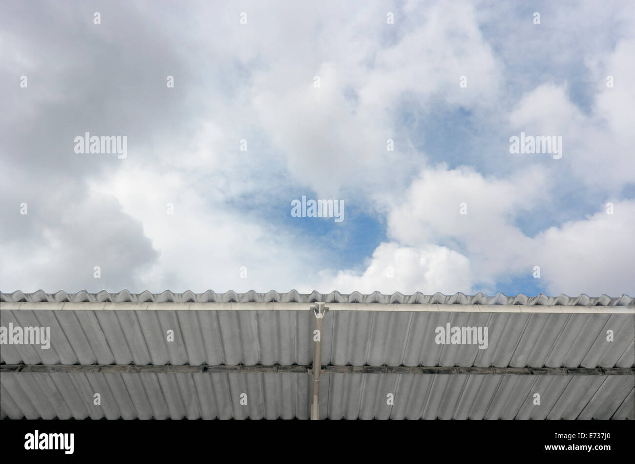 underside old roof against blue sky Stock Photo