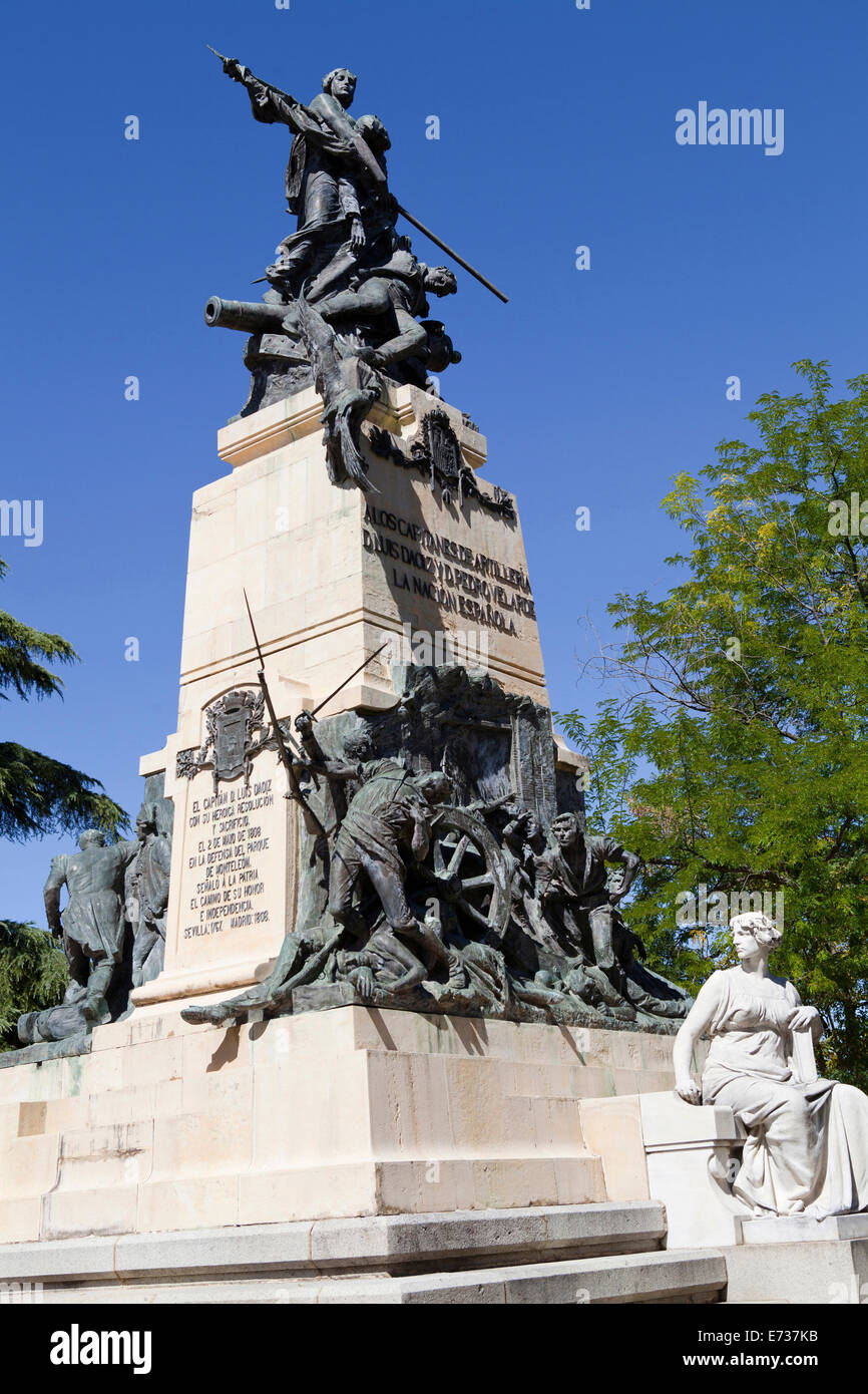 Spain, Castille-Leon, Segovia, Statue of Juan Bravo Luis Daoiz and ...