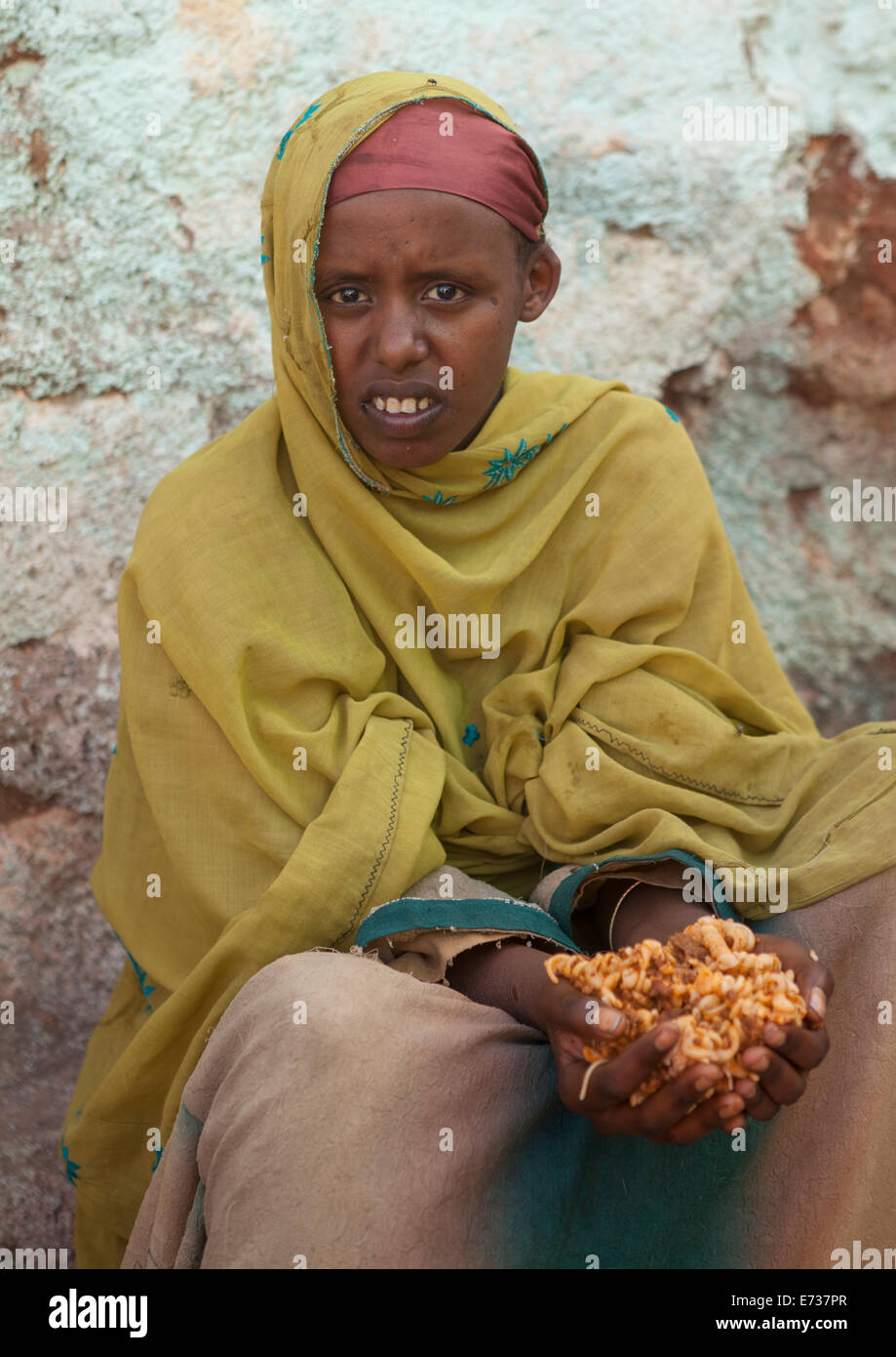 Beggar In The Street, Harar, Ethiopia Stock Photo