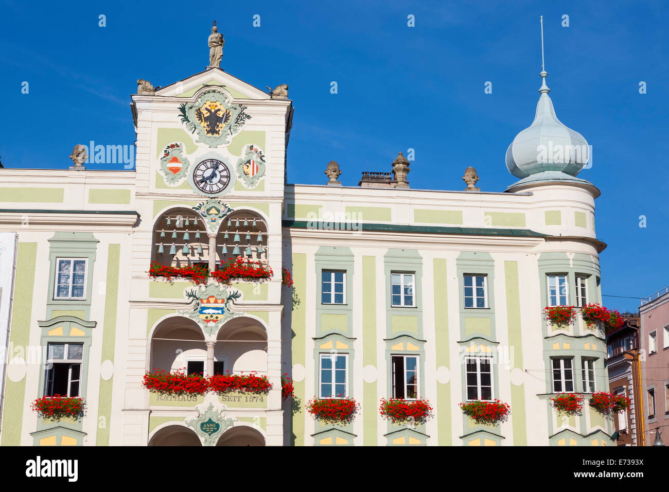 The wonderfully ornate Town Hall (Rathaus), Gmunden, Salzkammergut