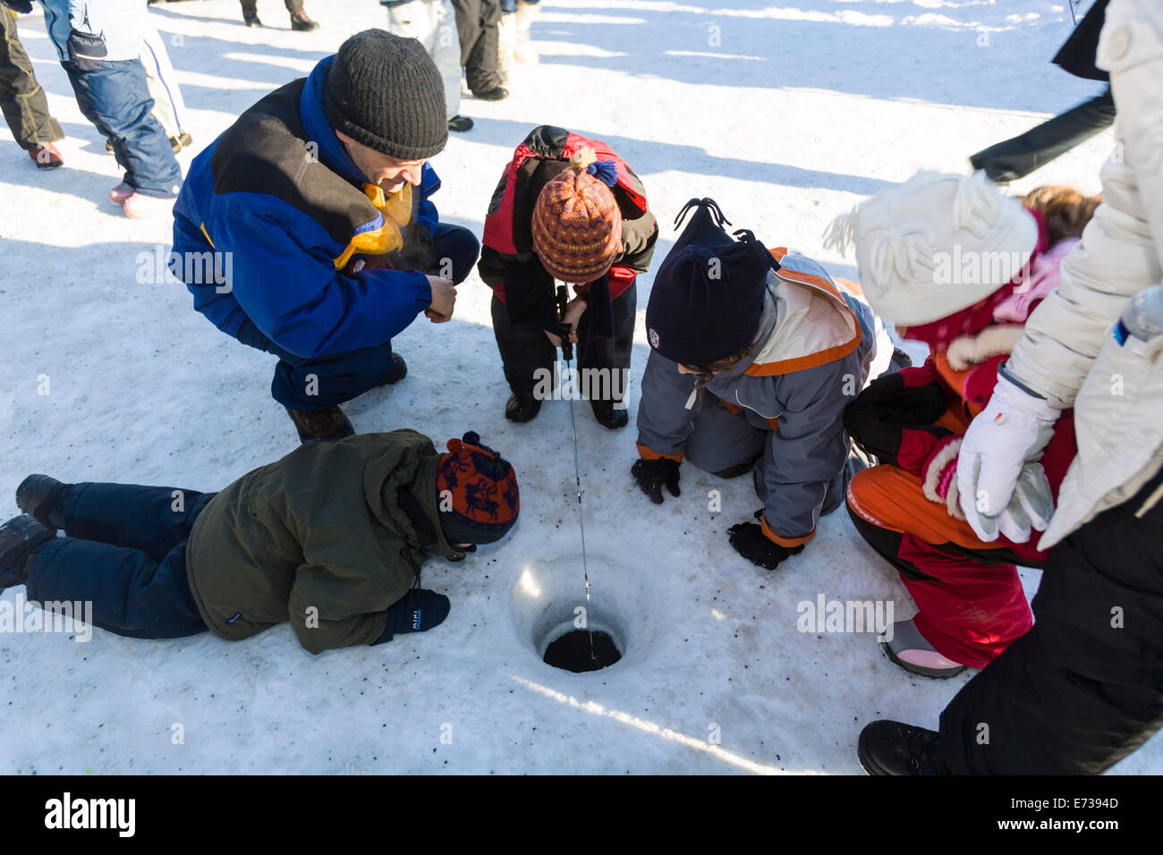 Ice fishing, Quebec Winter Carnival, Quebec City, Quebec, Canada Stock Photo 73217101 Alamy