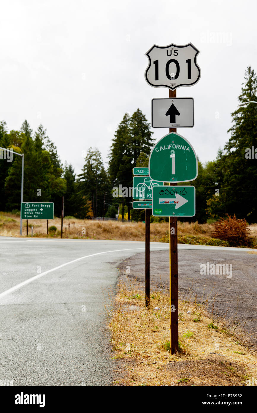 Signs For Us Highway 101 And California Highway 1 Heading South Pacific Coast Highway Stock Photo Alamy Signs For Us Highway 101 And California Highway 1 Heading South Pacific Coast Highway Stock Photo Alamy