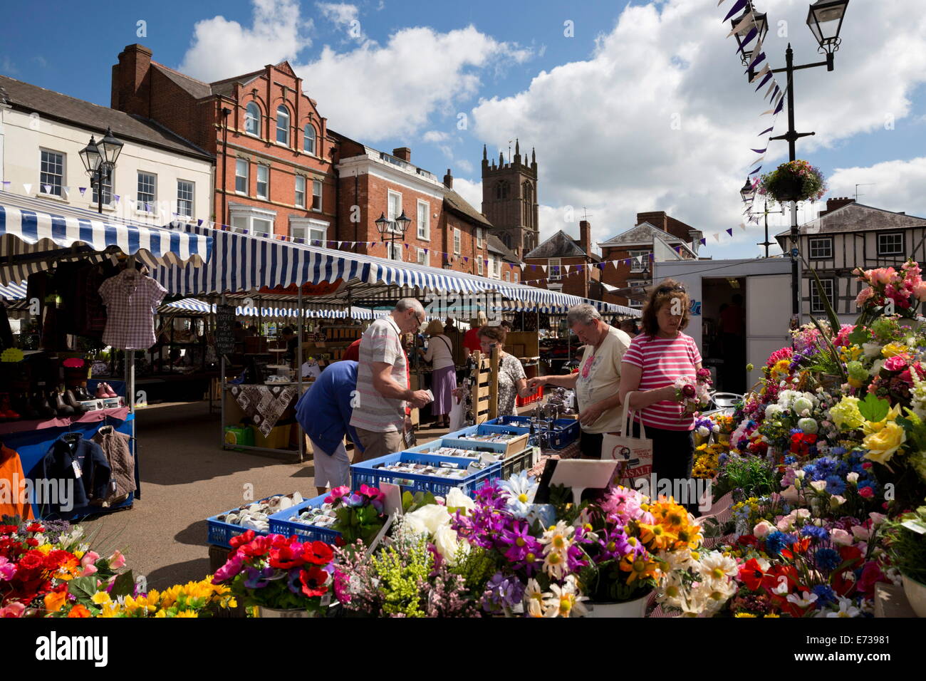 Ludlow market, Castle Square, Ludlow, Shropshire, England, United Kingdom, Europe Stock Photo