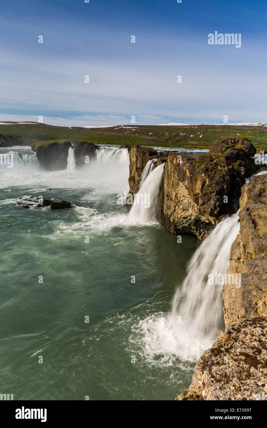 One of Iceland's most spectacular waterfalls, Godafoss (Waterfall of the Gods), outside Akureyri, Iceland, Polar Regions Stock Photo