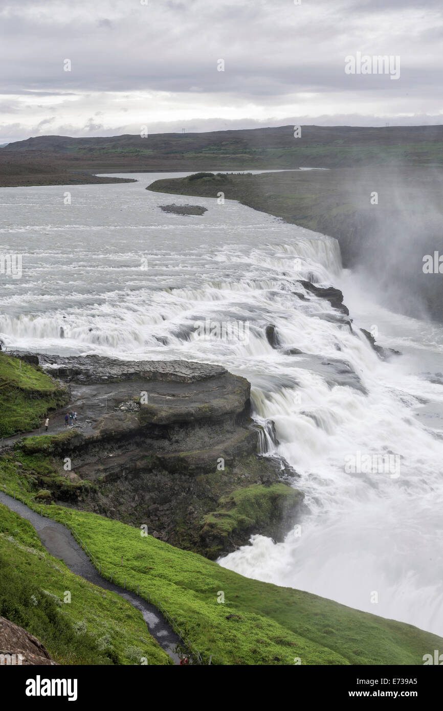 View of Gullfoss (Golden waterfall) on the Hvita River, Iceland, Polar Regions Stock Photo
