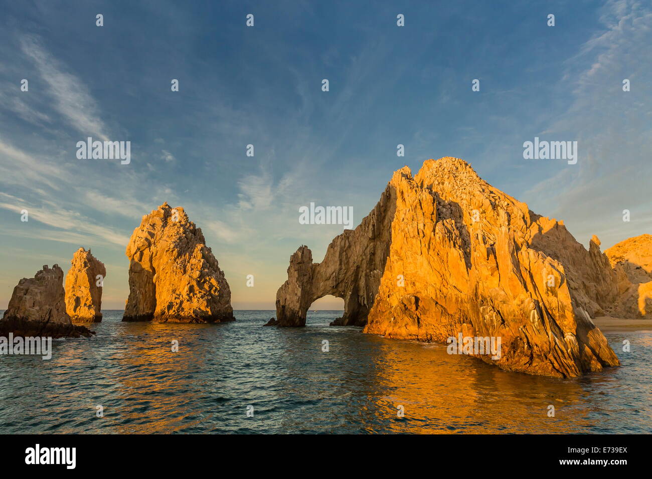 Sunrise at Land's End, Cabo San Lucas, Baja California Sur, Gulf of California, Mexico, North America Stock Photo