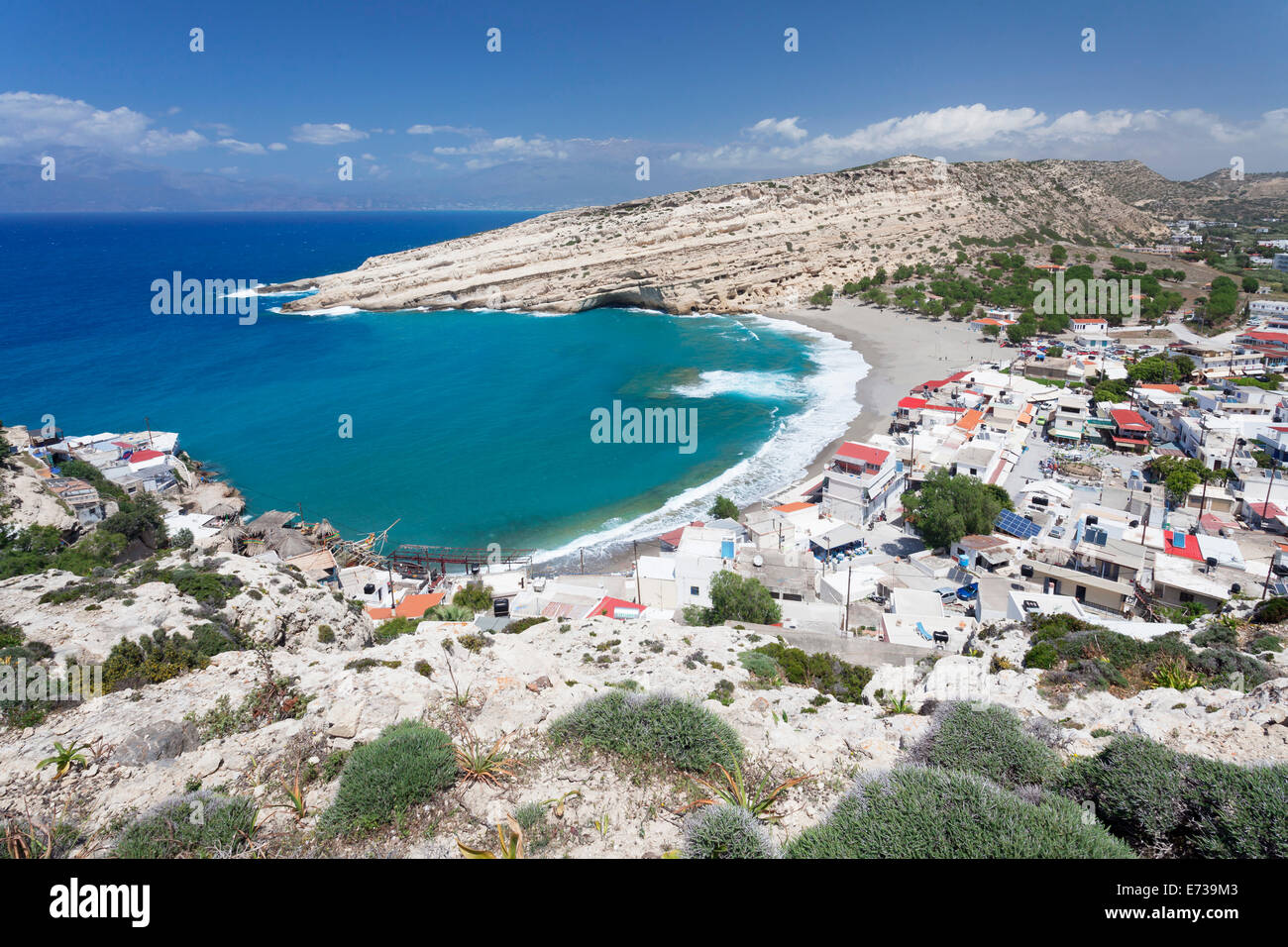 Matala Bay and Beach, Heraklion District, Crete, Greek Islands, Greece, Europe Stock Photo