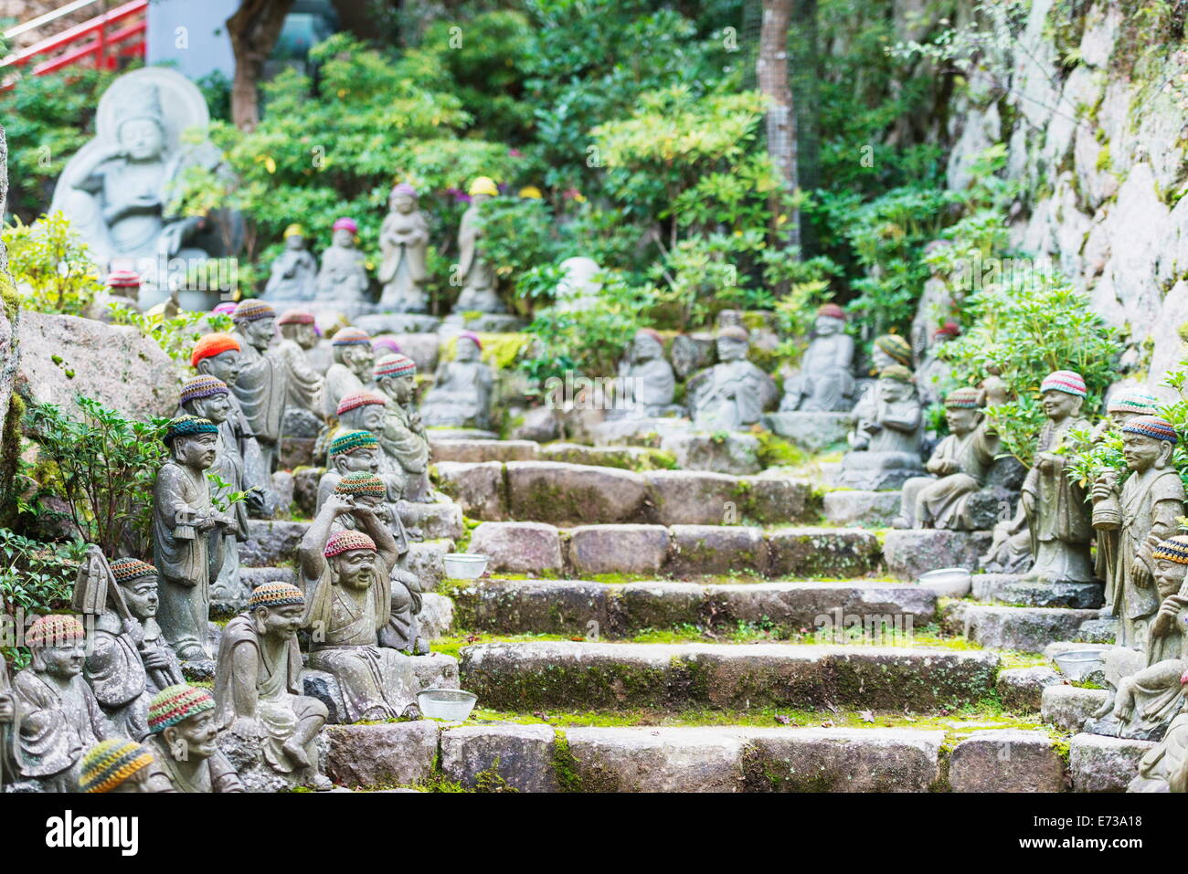 Statues in Daisho-in Buddhist temple, Miyajima Island, Hiroshima Prefecture, Honshu, Japan, Asia Stock Photo