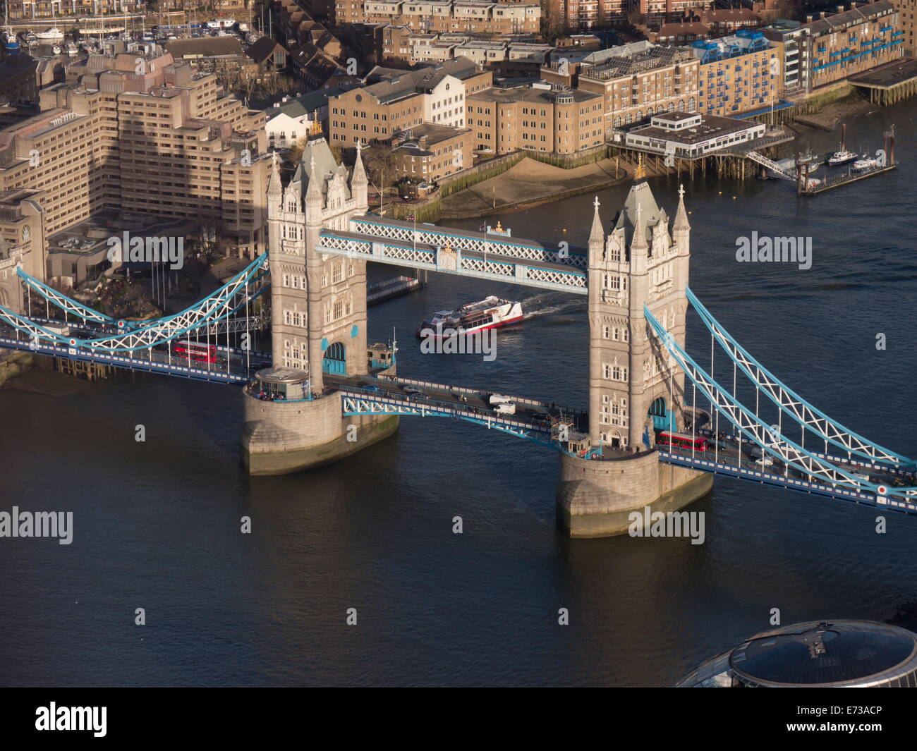 Aerial of Tower Bridge, London, England, United Kingdom, Europe Stock Photo