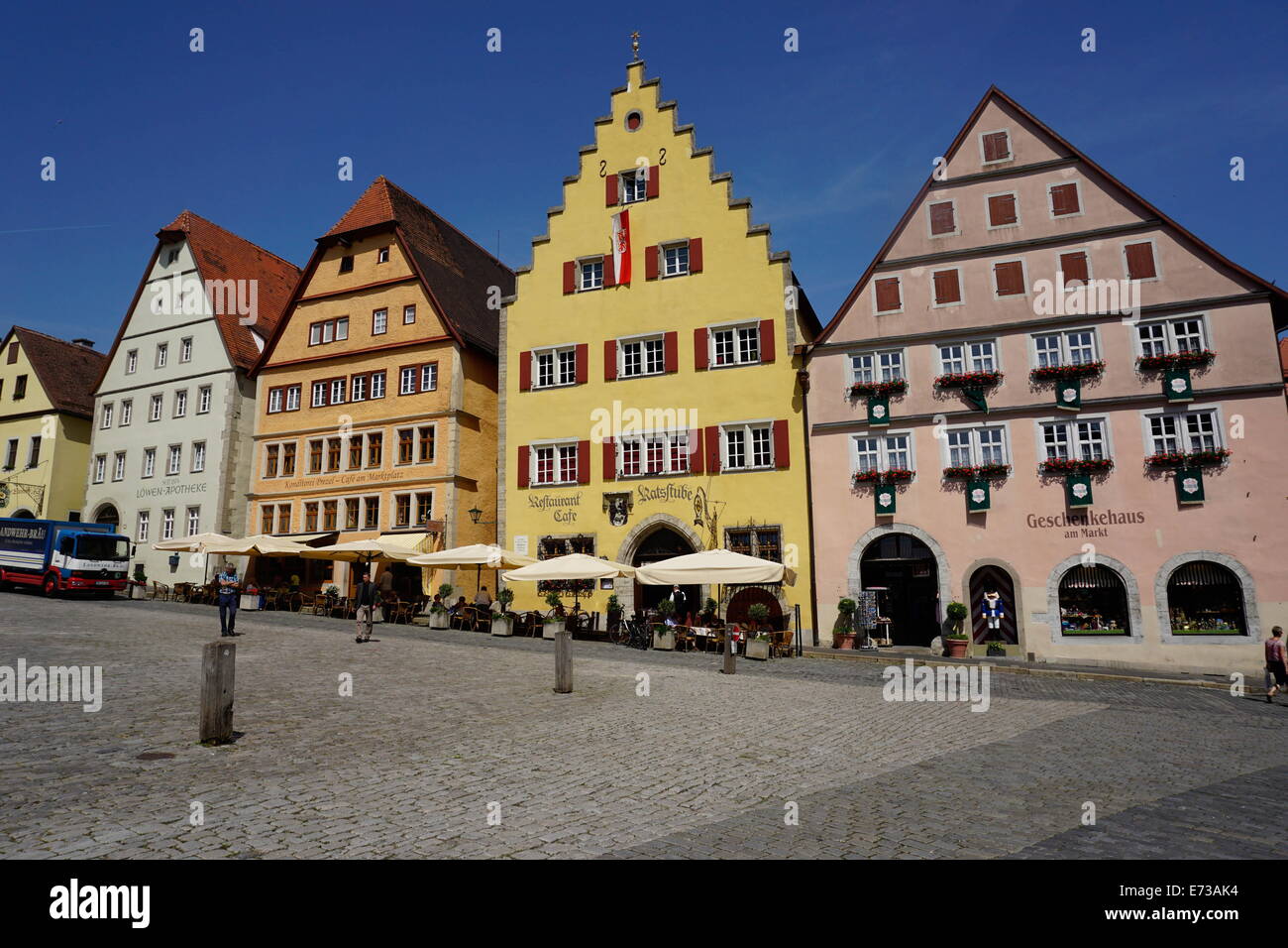 The market Square, Rothenburg ob der Tauber, Romantic Road, Franconia, Bavaria, Germany, Europe Stock Photo