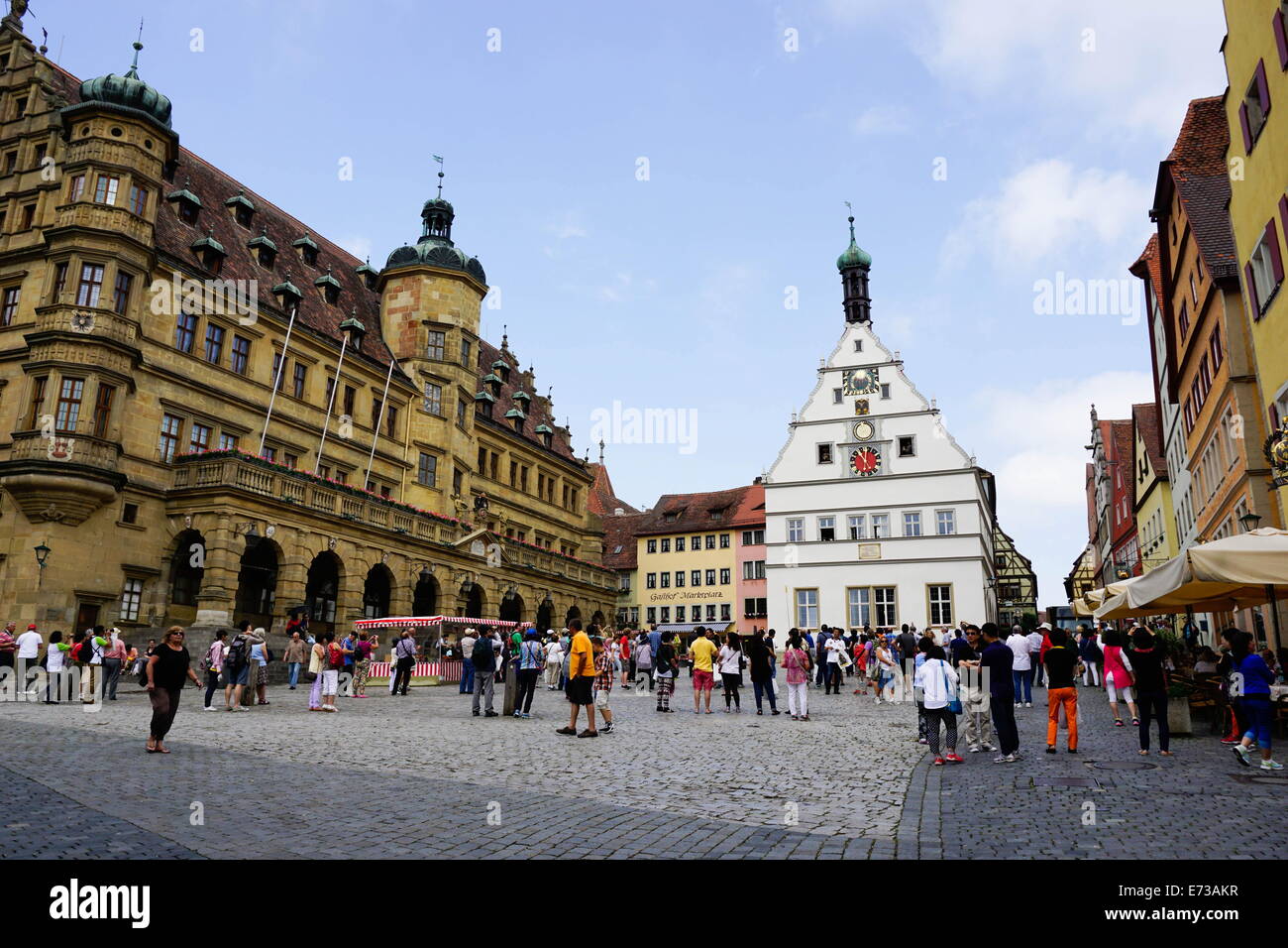 The market square in Rothenburg ob der Tauber, UNESCO Romantic Road, Franconia, Bavaria, Germany, Europe Stock Photo