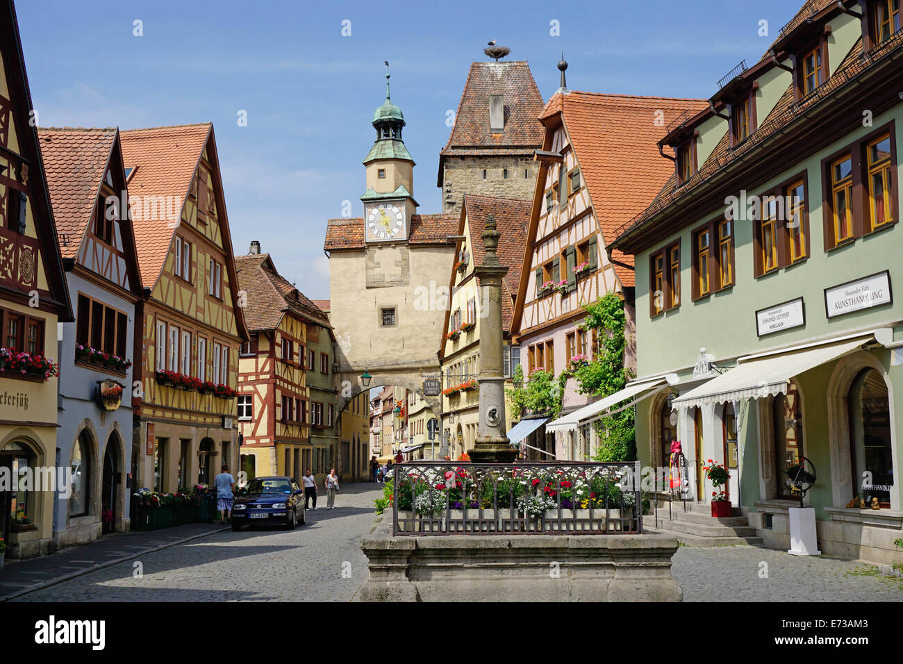 Markus Tower and Roder arch, Rothenburg ob der Tauber, Romantic Road, Franconia, Bavaria, Germany, Europe Stock Photo
