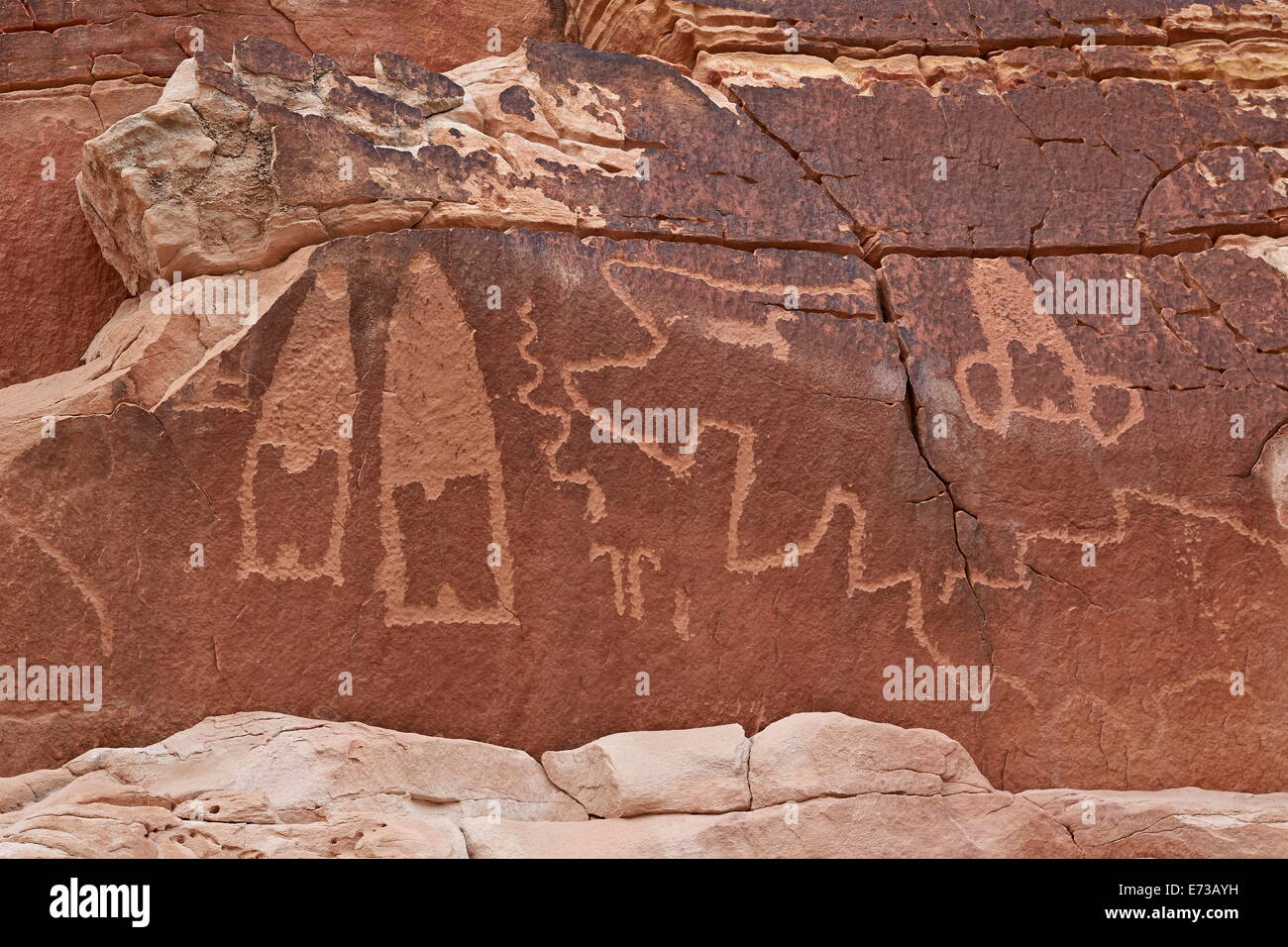 Petroglyphs near the Kohta Circus petroglyph panel, Gold Butte, Nevada ...