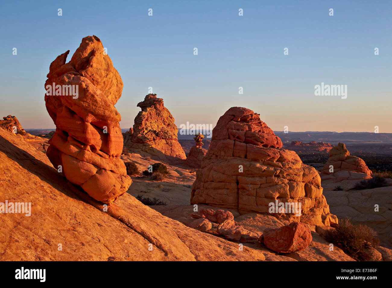 Sandstone formatios at first light, Coyote Buttes Wilderness, Vermilion Cliffs National Monument, Arizona, USA Stock Photo
