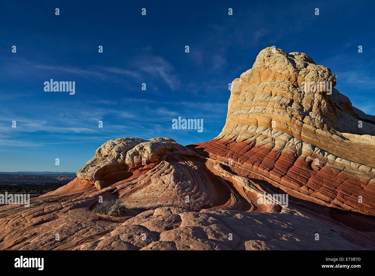 White, tan, and red sandstone butte, White Pocket, Vermilion Cliffs National Monument, Arizona, United States of America Stock Photo