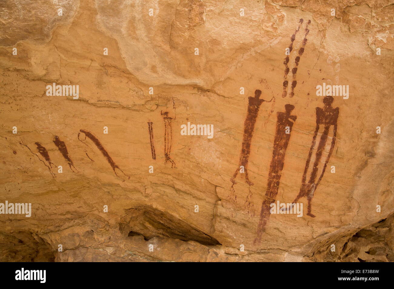 Wild Horse Canyon Pictograph Panel, Barrier Canyon style, near Hanksville, Utah, United States of America, North America Stock Photo