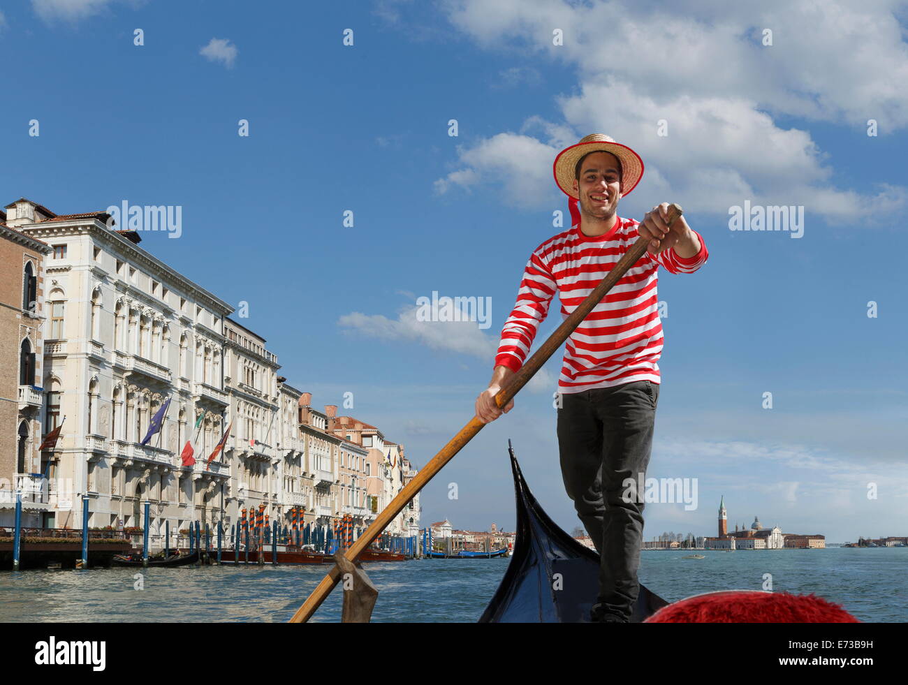 Gondolier, Venice, UNESCO World Heritage Site, Veneto, Italy, Europe Stock Photo