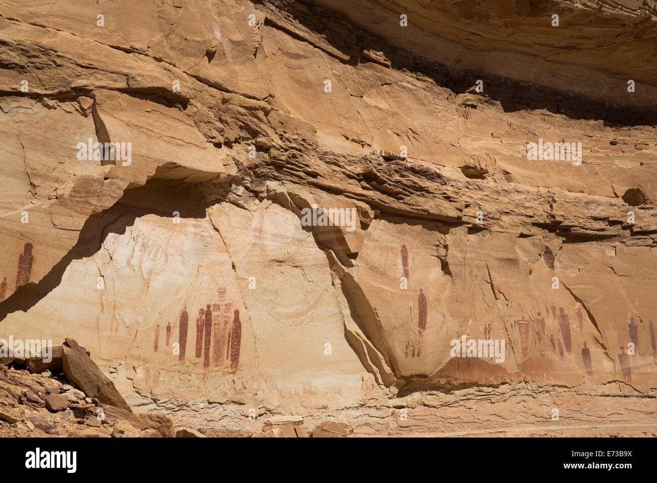Great Gallery Pictograph Panel, Barrier Canyon Style, Horseshoe Canyon, Canyonlands National Park, Utah, USA Stock Photo