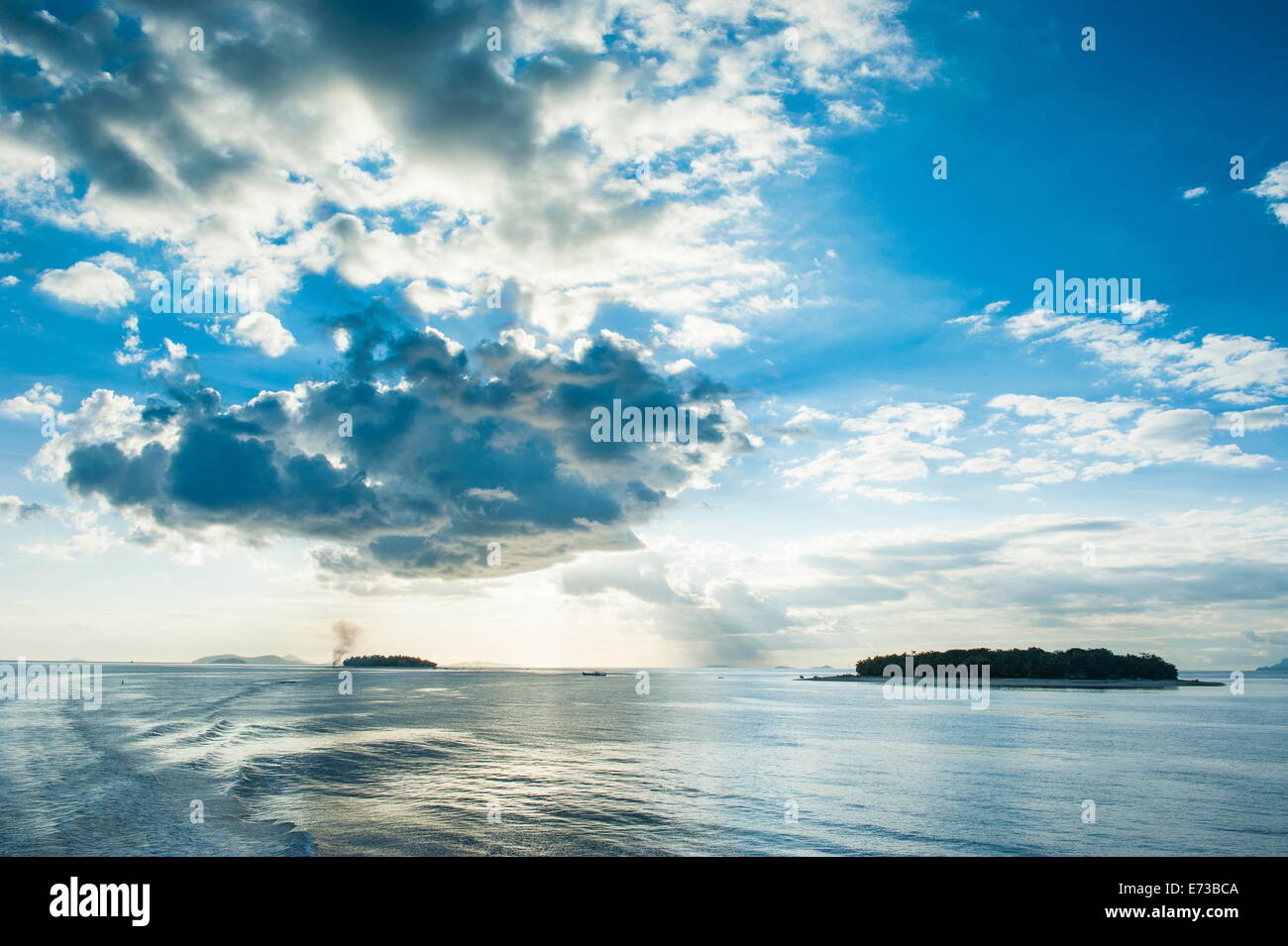 Dramatic clouds at sunset over the Mamanucas Islands, Fiji, South Pacific, Pacific Stock Photo