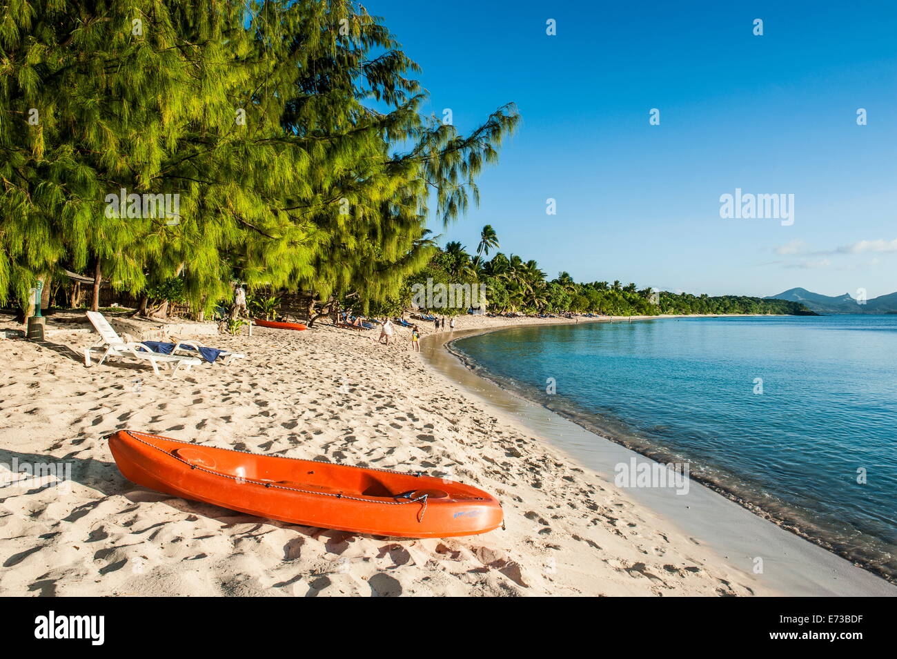 White sand beach, Oarsman Bay, Yasawas, Fiji, South Pacific, Pacific Stock Photo