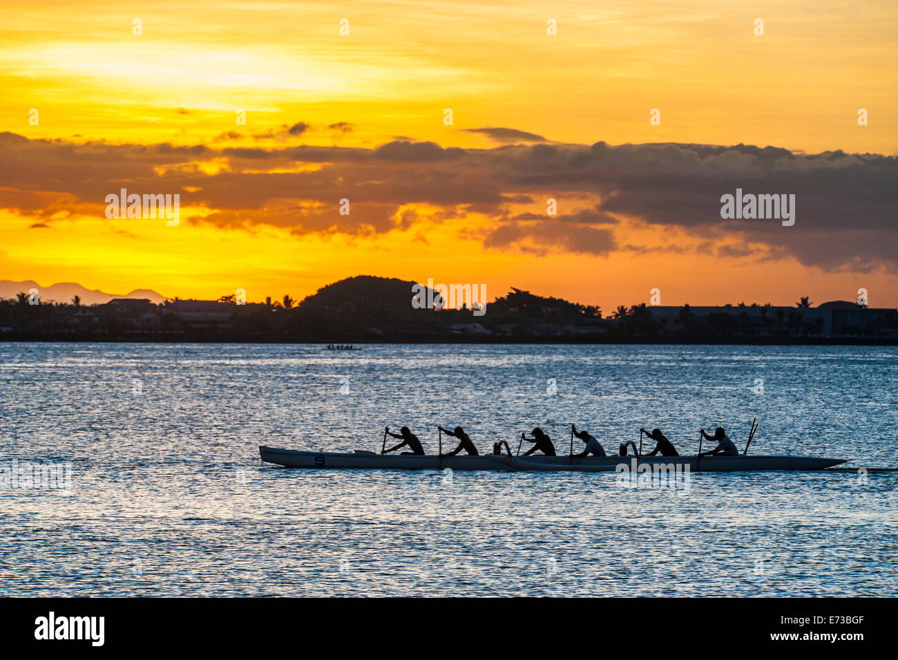 Evening rowing in the bay of Apia, Upolu, Samoa, South Pacific, Pacific Stock Photo