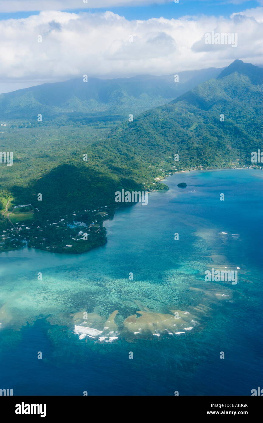 Aerial of the island of Upolu, Samoa, South Pacific, Pacific Stock Photo