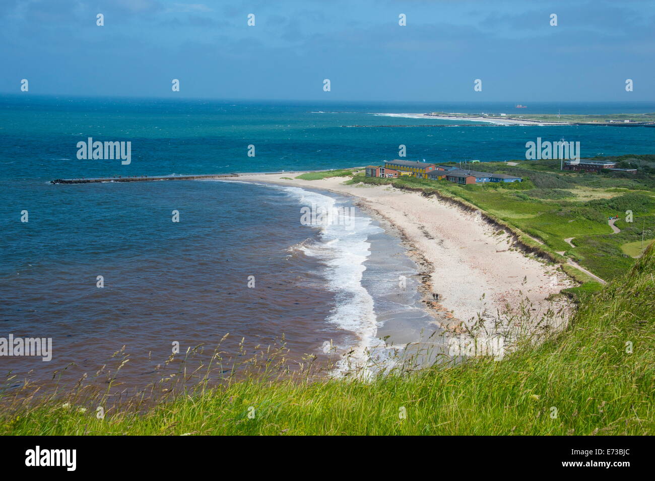 View over the long sandy beach of Heligoland, small German archipelago in the North Sea, Germany, Europe Stock Photo