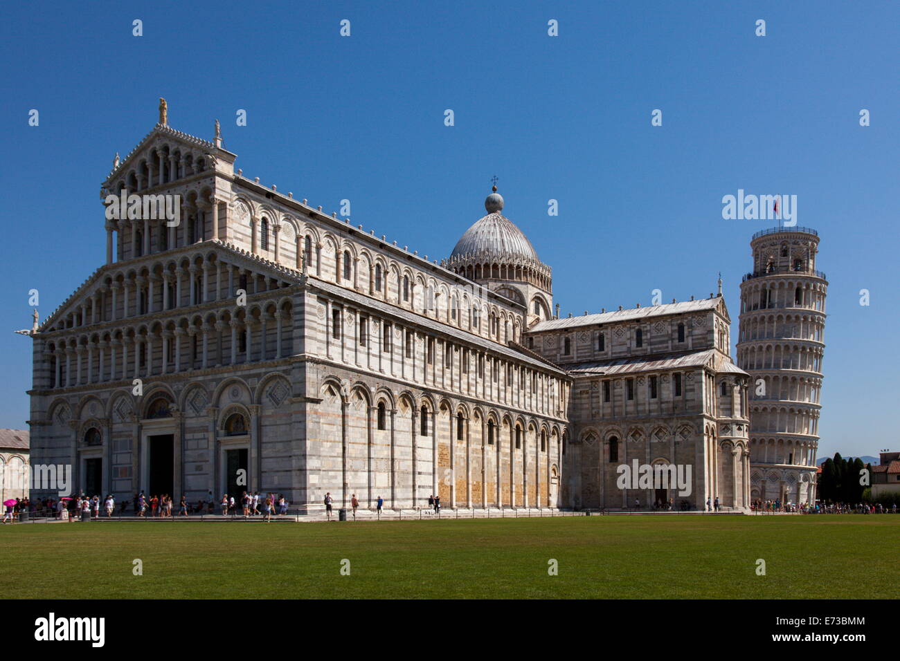 Duomo (Cathedral) with Leaning Tower behind, UNESCO World Heritage Site, Pisa, Tuscany, Italy, Europe Stock Photo