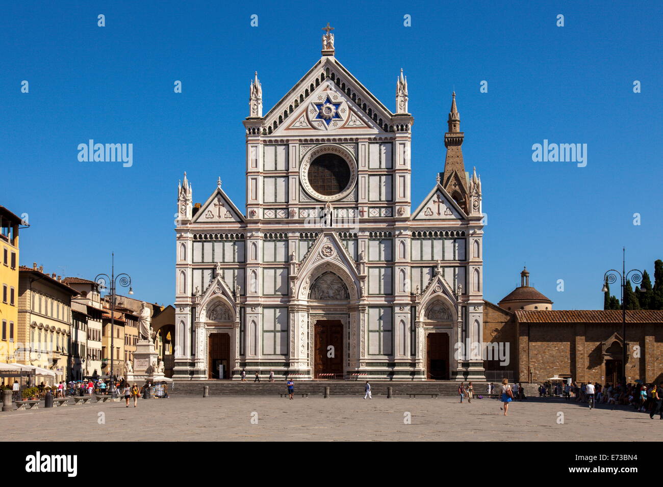 Piazza Santa Croce and Basilica di Santa Croce, Florence, UNESCO World Heritage Site, Tuscany, Italy, Europe Stock Photo