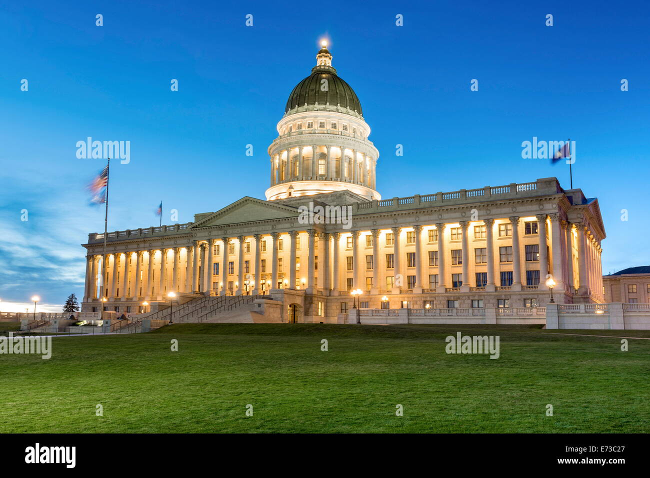 The Utah State Capitol Building at dusk, Salt Lake City, Utah, United States of America, North America Stock Photo