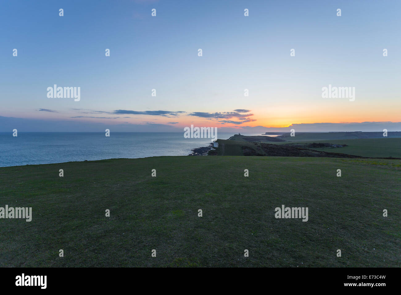 Cliff Top At Beachy Head With Path And Belle Tout Lighthouse ...