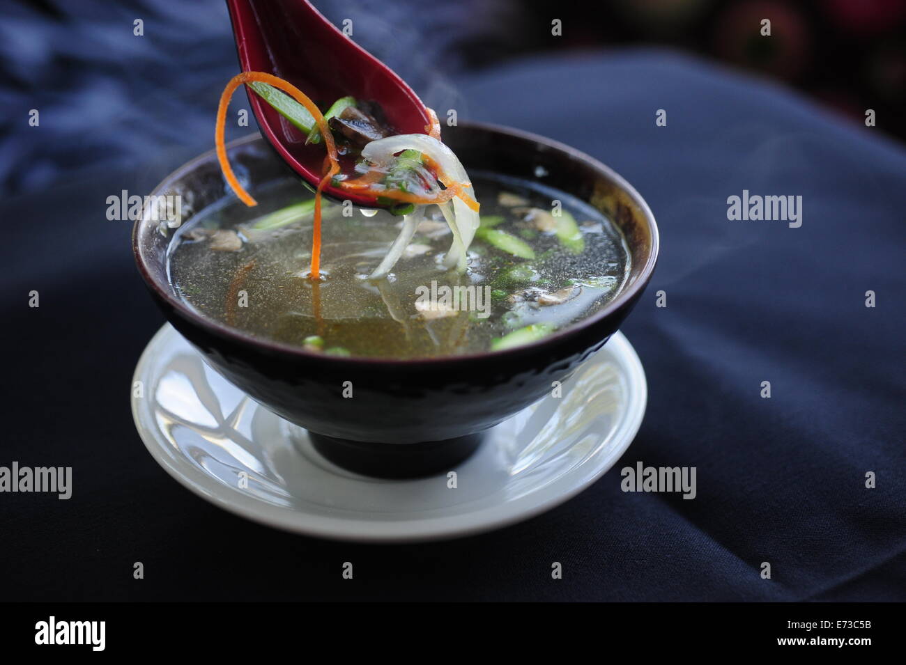 Food Asian Japanese vegan soup with vegetables miso Stock Photo