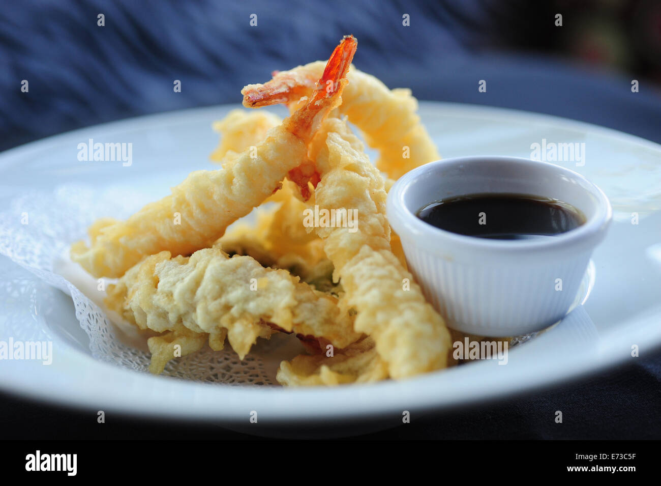 Food Asian Japanese rock shrimp and vegetable tempura with dipping sauce Stock Photo Alamy