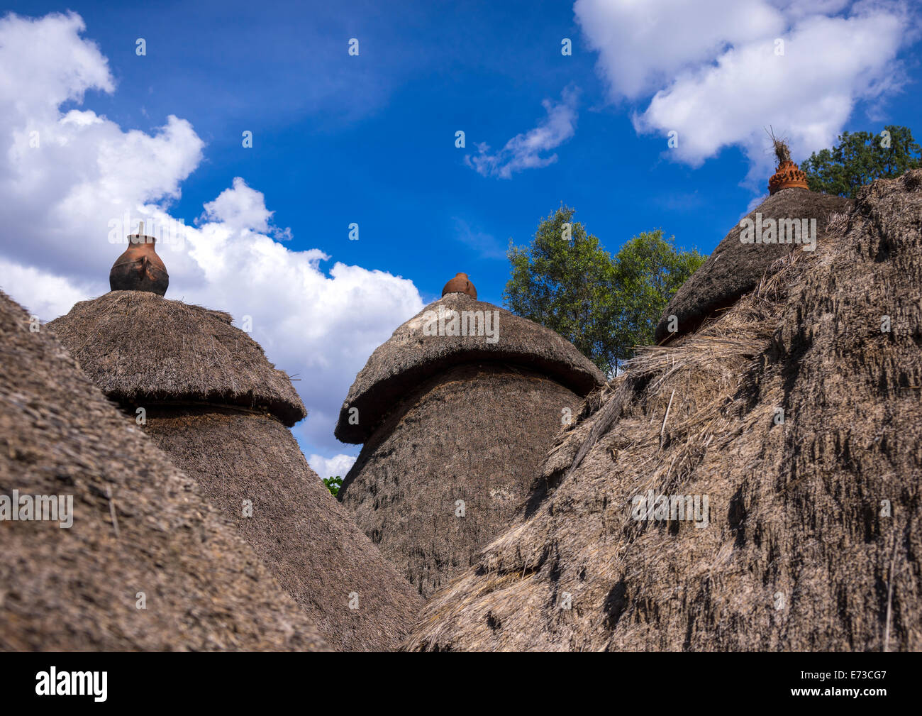 Konso Konso Tribe Traditional Houses With Pots On The Top, Konso, Omo Valley ...