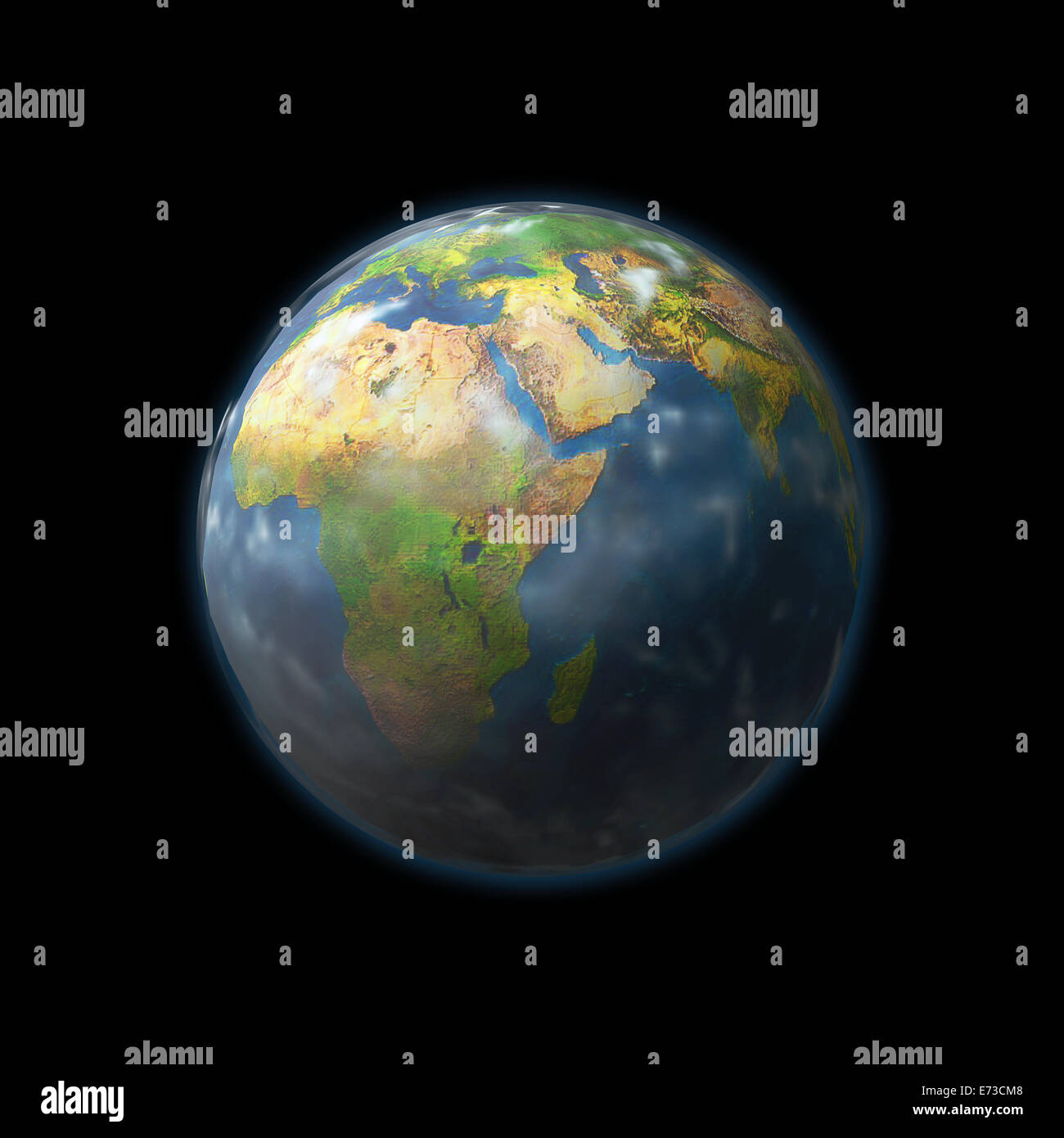 Earth globe with embossed continents isolated on black background ...