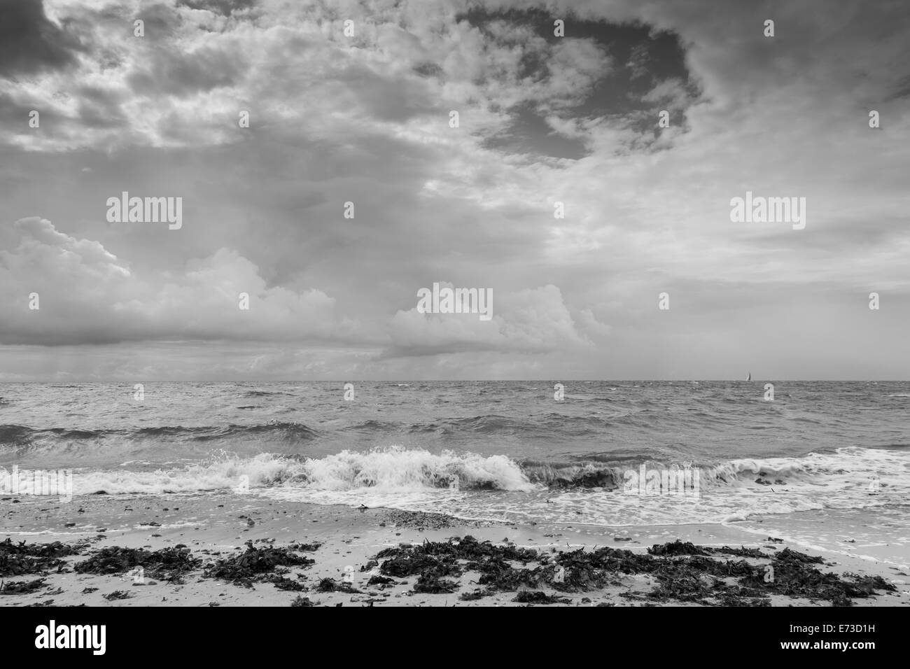 Cloudy sky at the coast, Fehmarn island, Schleswig-Holstein, Germany, Europe Stock Photo