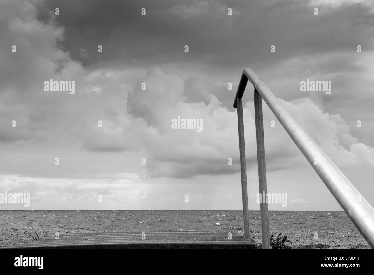 Platform with handrail at the coast, Fehmarn island, Schleswig-Holstein, Germany, Europe Stock Photo