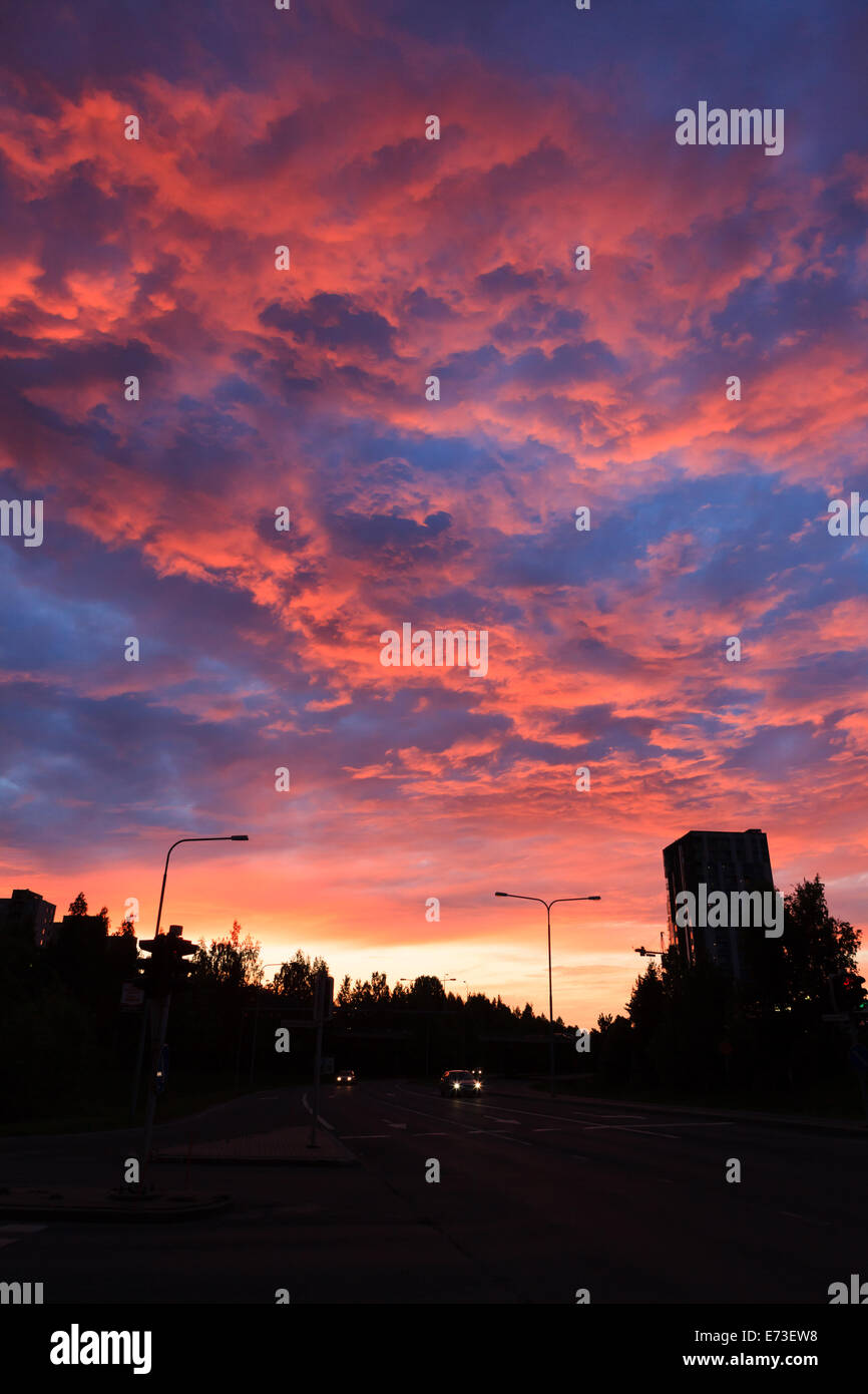Amazing red sunset and buildings Stock Photo - Alamy
